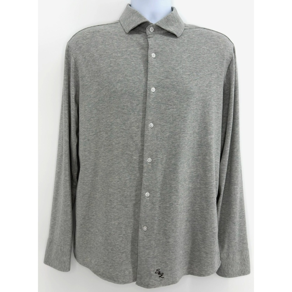 State & Liberty Mens L Gray Long Sleeve Button Up Shirt Stretch Athletic Fit